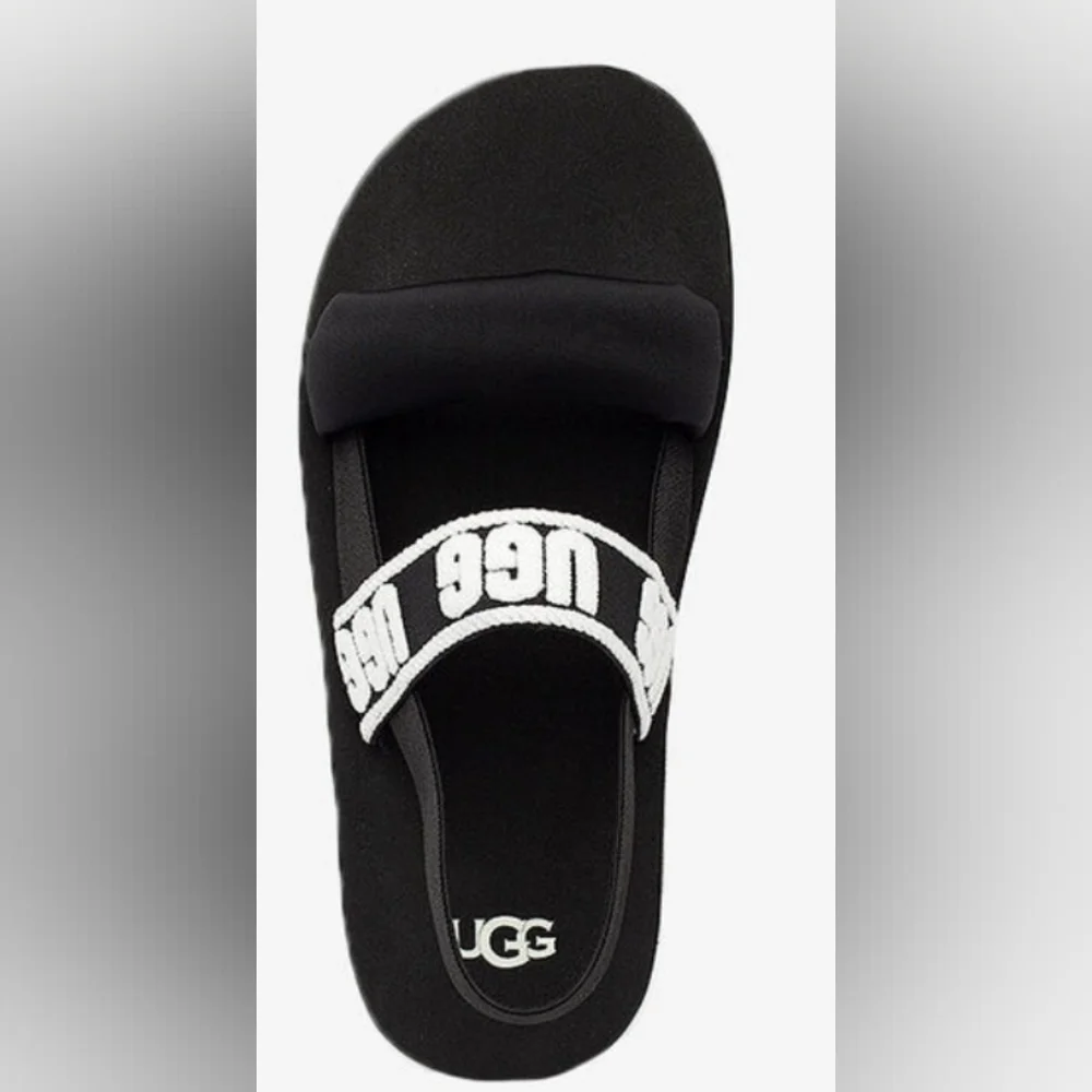 UGG Zuma Sling Black & White Logo Strap Toddler Sandals Size 7T MSRP $50